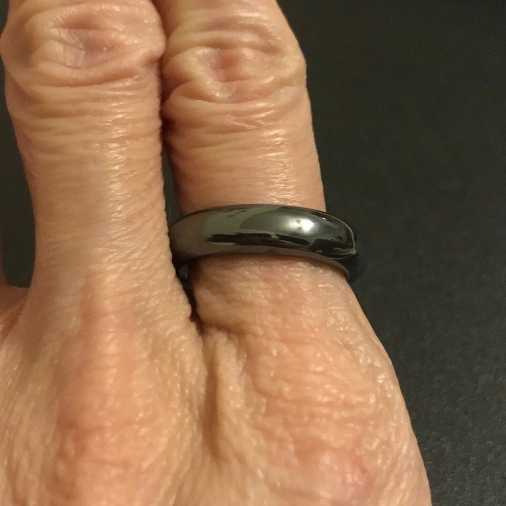 Men's Polished Black Tungsten Comfort-Fit Ring